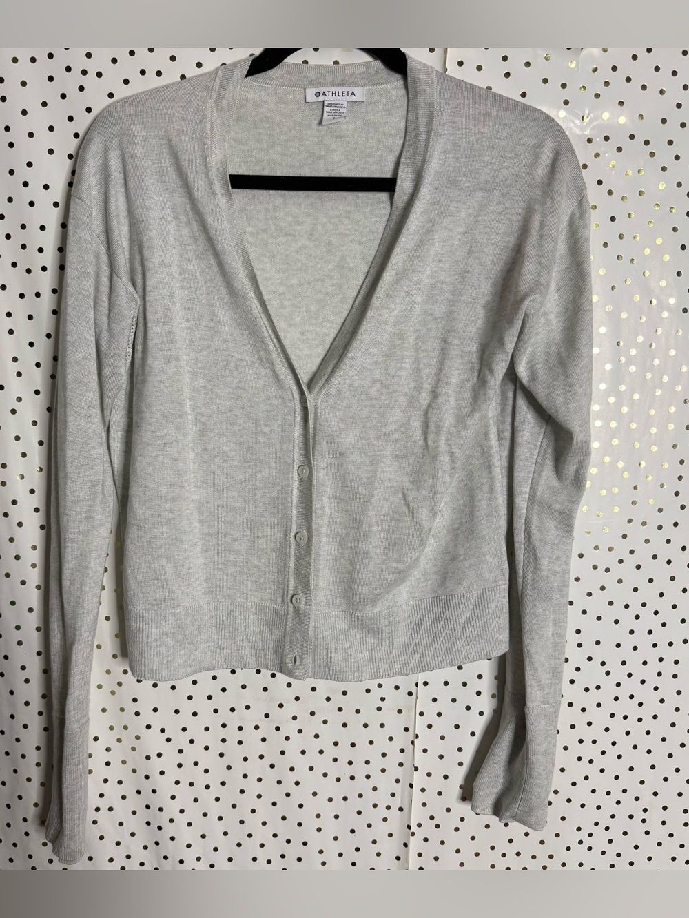 Athleta Heather Gray V-Neck Button Cardigan